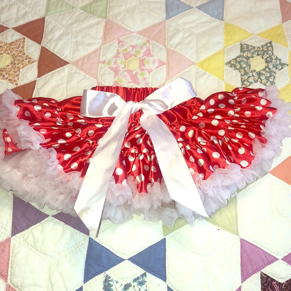 Girls 0-3m Minnie red satin polkadot tulle tutu